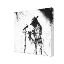 Blues Guitar Player and Band on Stage Stretched Canvas Print