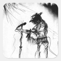 Blues Guitar Player and Band on Stage Sticker