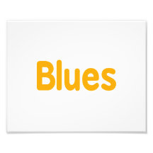 Blues word orange music design.png photographic print