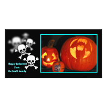 Blurry skulls customized photo card