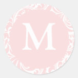 Blush And White Monogram M Wedding Favour Stickers
