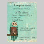 Blush & Azure Owl Baby Invitation invitations