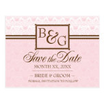 Blush & Brown Save The Date Postcard