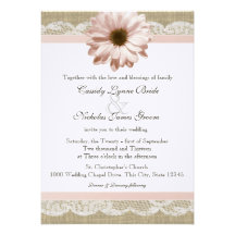 Blush Daisy Country Lace and Burlap Wedding Personalized Announcement