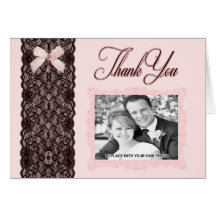 Blush Lace Wedding Thank You Card