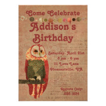 Blush Owl Birthday Invitation