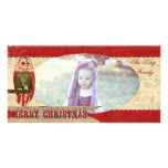 Blush Owl Red & Ivory  Christmas Photo Card