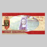 Blush Owl Red & Ivory  Christmas Photo Card photo cards