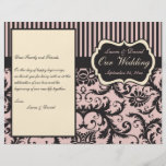 Blush Pink, Cream, Grey Damask Wedding Program Personalized Flyer