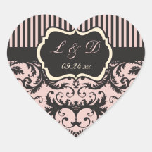 Blush Pink, Cream, Grey Monogram Wedding Sticker