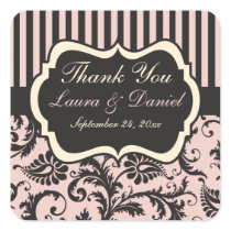 Blush Pink, Cream, Grey Wedding Favour Sticker