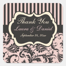 Blush Pink, Cream, Grey Wedding Favour Sticker