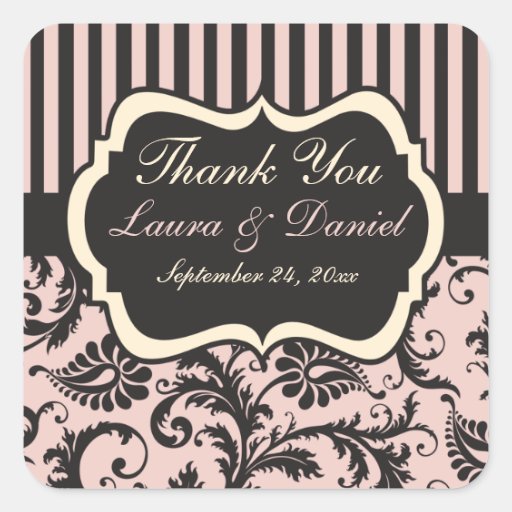Blush Pink, Cream, Grey Wedding Favour Sticker