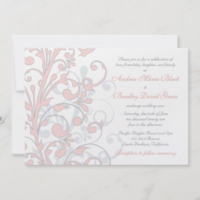 Blush Pink Grey White Wedding Invitation by wasootch