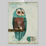 Blush Snow Owl  Monogram Notecard cards
