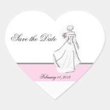 Blushing Bride Save the Date Heart Sticker