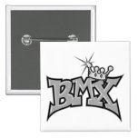 BMX king text design grayscale Pinback Buttons