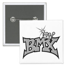 BMX king text design grayscale Pinback Buttons