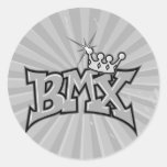 BMX king text design grayscale Round Stickers