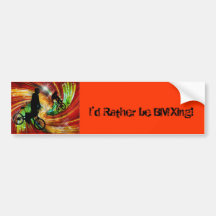 BMXers in Red and Orange Grunge Swirls Bumper Stickers