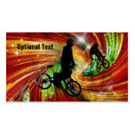 BMXers in Red and Orange Grunge Swirls Business Cards