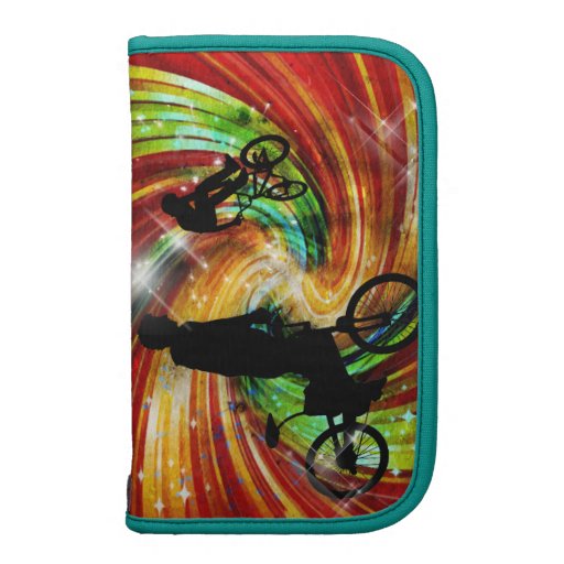BMXers in Red and Orange Grunge Swirls Planner