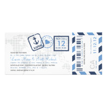 Boarding Pass Nautical Airmail Ticket Invitation