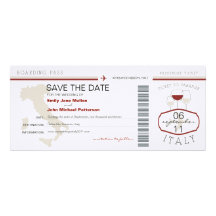 Boarding Pass to Italy Wedding Invitation