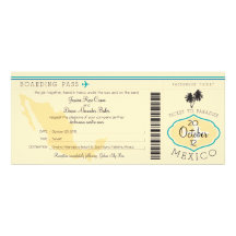 Boarding Pass to Mexico Wedding Invitation
