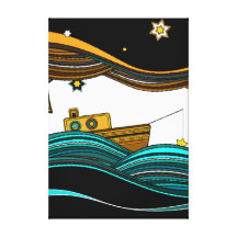 Boat fishing stars canvas print