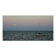 Boat on the Lake at Evening Picture Card