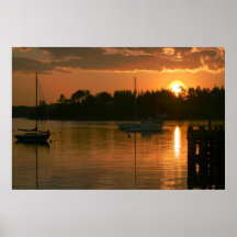 Boats at Sunset Poster