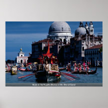 Boats in the Regatta Storica on the Grand Canal Print