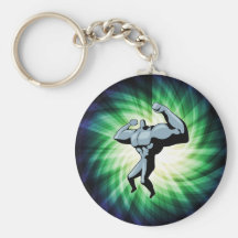 Bodybuilder; green keychain