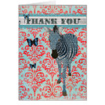 Boho Blue Butterflies & Zebra Thank You Card