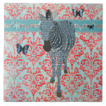 Boho Blue Butterflies & Zebra Tile tiles