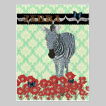 Boho Blue Zeb & Butterflies Mint Julep Damask  Pos postcards