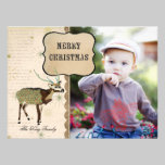 Boho Buck Snowflake Christmas Photo Card invitations