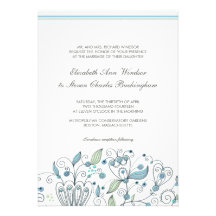 BOHO Chic Whimsical Garden Wedding Blue Personalized Announcements