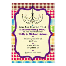 Boho Dots Funky Chandelier Housewarming Party Announcements