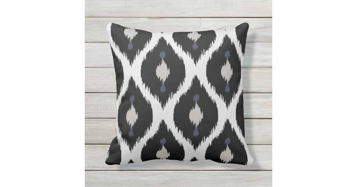 Bold beige black and white tribal ikat pillow throw ...