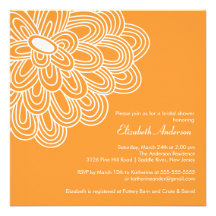 Bold Bloom Orange & White Bridal Shower Invitation