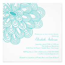 Bold Bloom Turquoise Bridal Shower Invitation