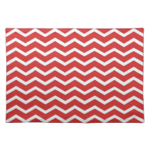 Bold Chevron Modern Stripes Red and White Placemats