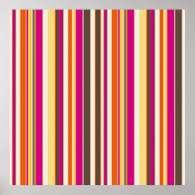 Bold Colourful Pink Orange Brown Stripes Pattern Posters