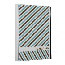 Bold diagonal stripes blue brown personalised iPad caseable cases