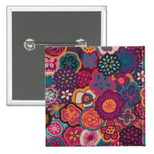 Bold flowers pinback button