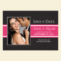 Bold Fuchsia Stripe Save the Date Announcement invitations