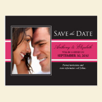 Bold Fuchsia Stripe Save the Date Postcard postcards