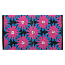 Bold Hot Pink and Blue Daisy Flower Pattern iPad Folio Cover